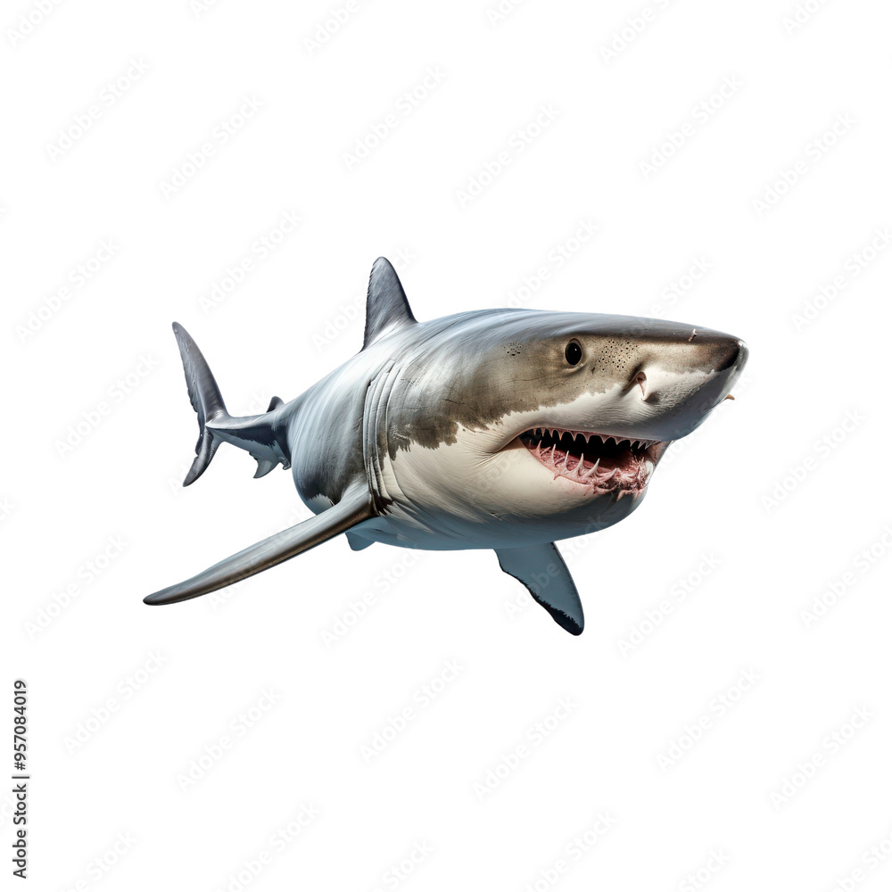 Fototapeta premium close up of a great white shark swimming; ideal for use in teaching materials or wildlife films