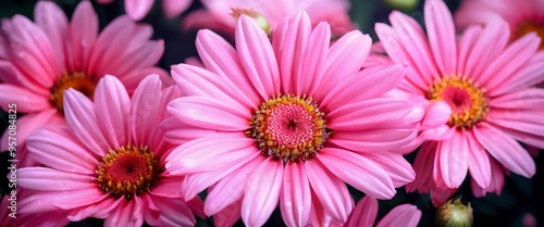 pink flowers with yellow centers