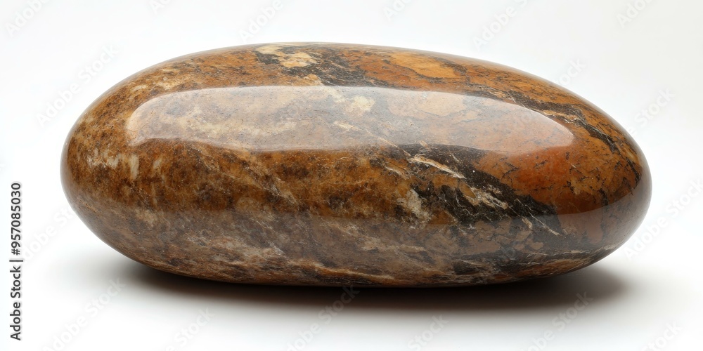 Smooth, brown, oval, polished, stone. Smooth, brown, oval, polished, stone.