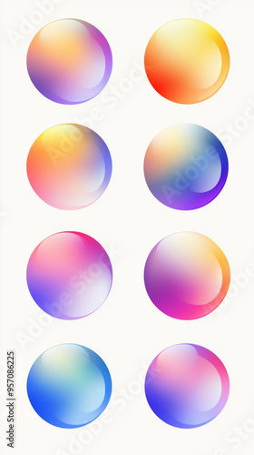 A set of colorful, multi-colored, oval-shaped objects