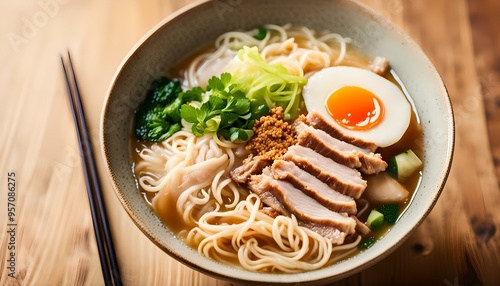 tonkotsu pork ramen japanese noodle
 photo