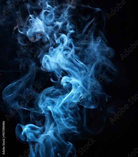 blue smoke on black background photo