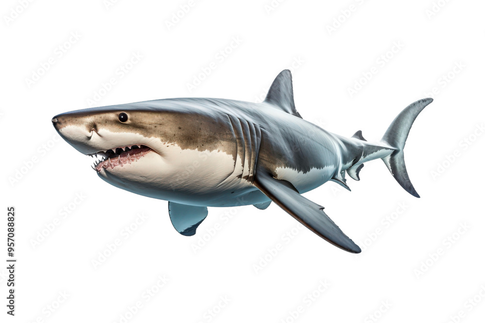Fototapeta premium close up of a great white shark swimming; ideal for use in teaching materials or wildlife films