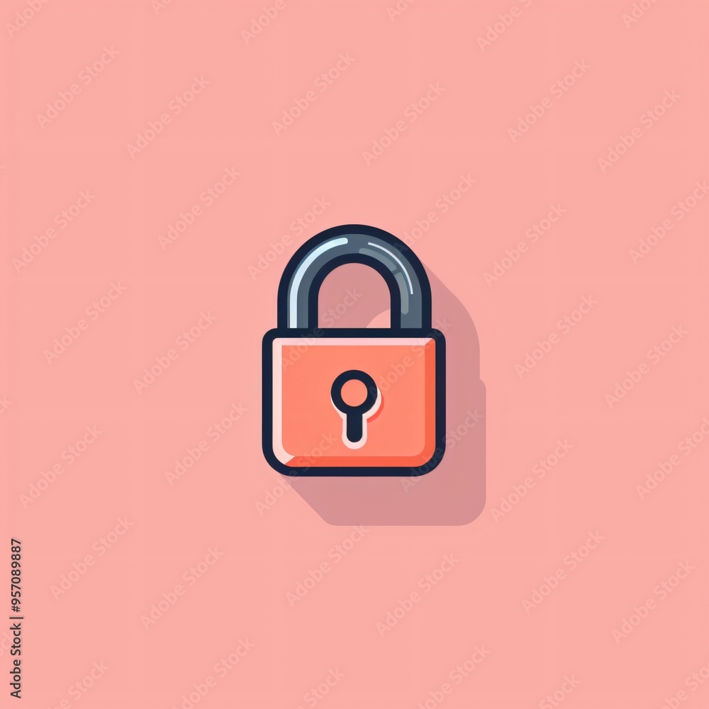 Padlock Icon on Pink Background Padlock Icon on Pink Background