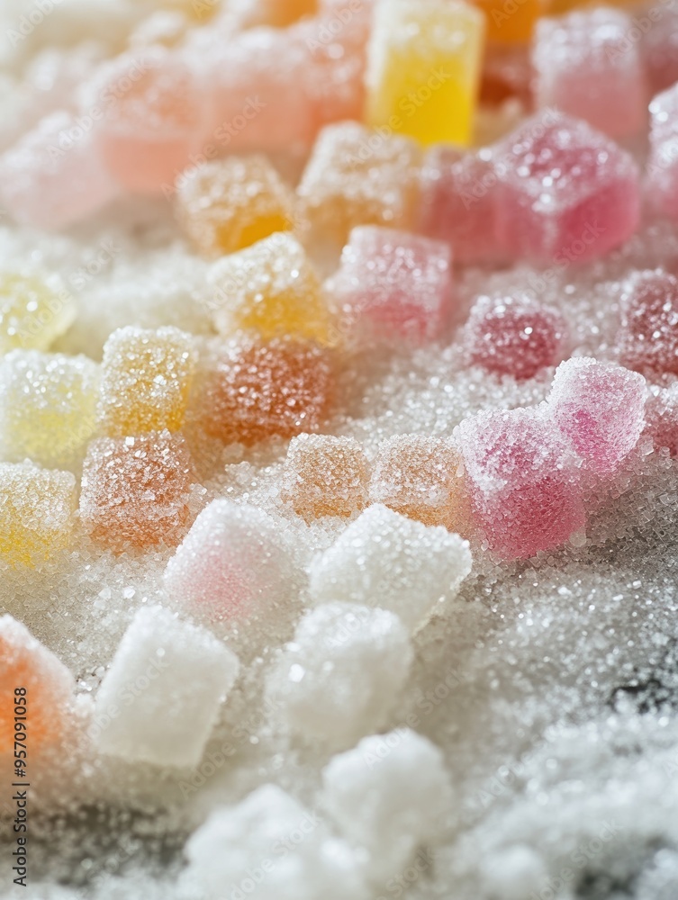 Sweet Sugar being Mixed with Ingredients in Macro Candy Making Shot Sweet Sugar being Mixed with Ingredients in Macro Candy Making Shot