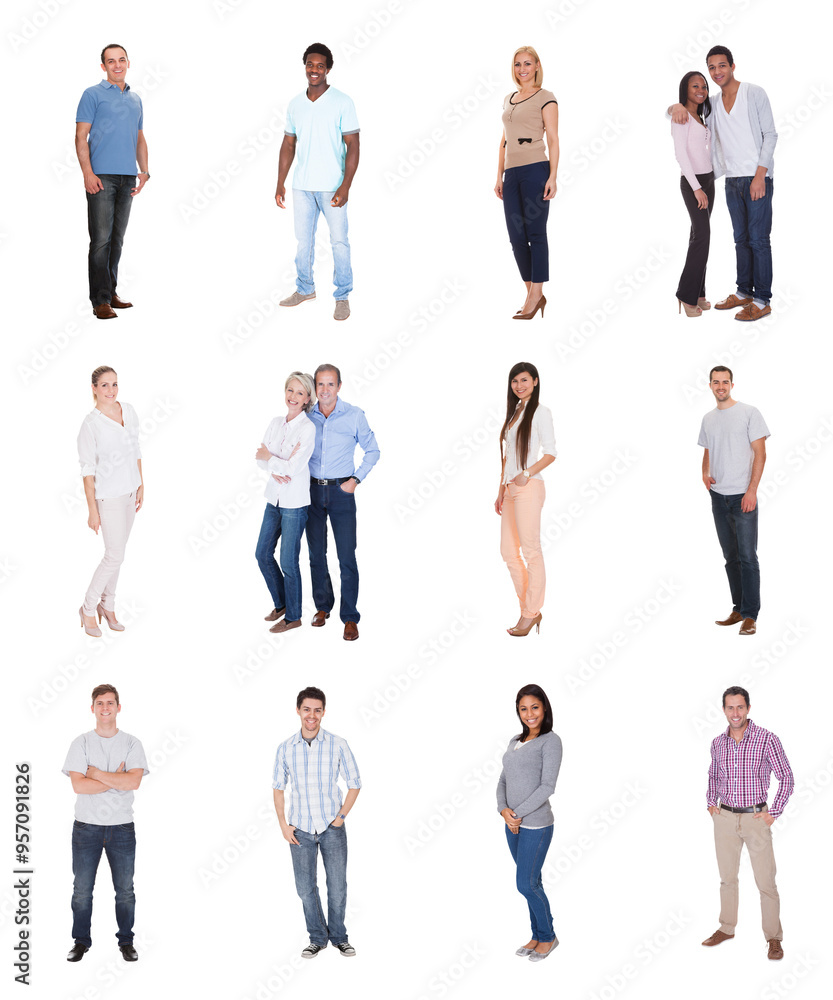 Obraz premium Diverse group of young professionals standing in line