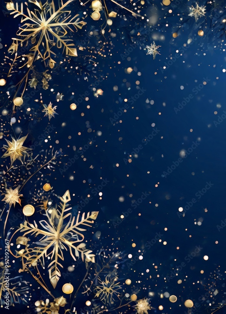 blue background with gold snowflakes and stars blue background with gold snowflakes and stars