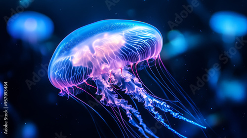 Bioluminescent Jellyfish in the Deep Ocean