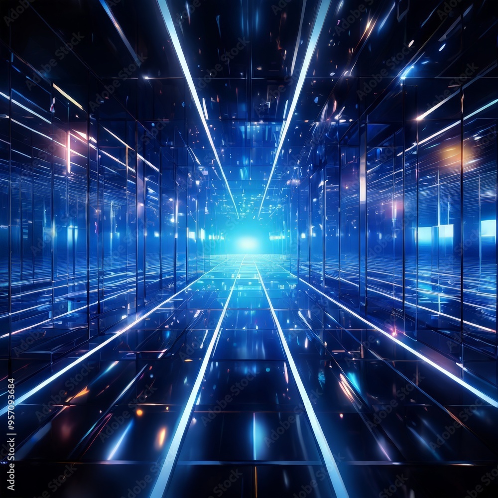 Obraz premium abstract futuristic background with neon lights and lines