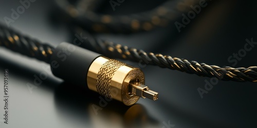 Black and gold digital audio cable. photo