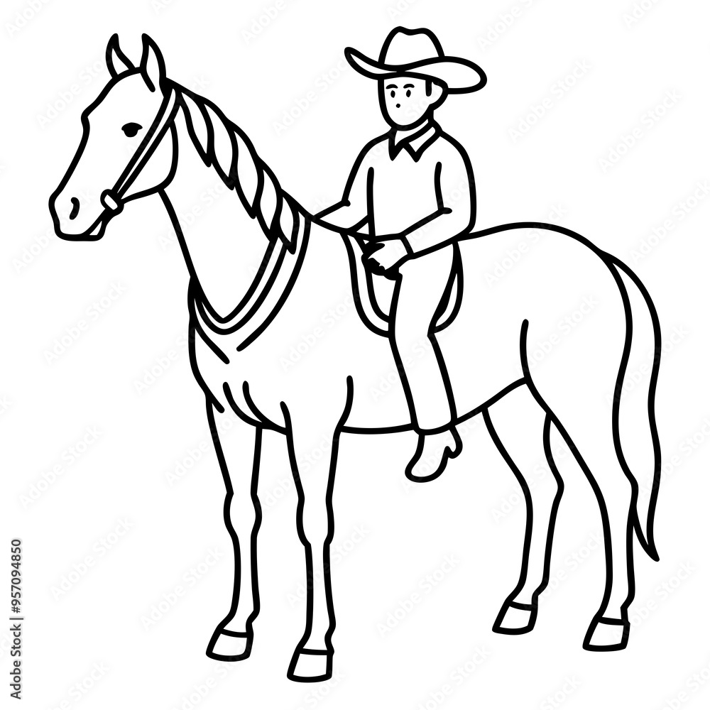 Cowboy on Horseback - Vector Illustration Cowboy on Horseback - Vector Illustration