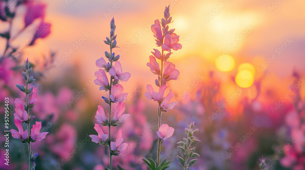 Obraz premium lavender field at sunset known as snapdragon at sunset