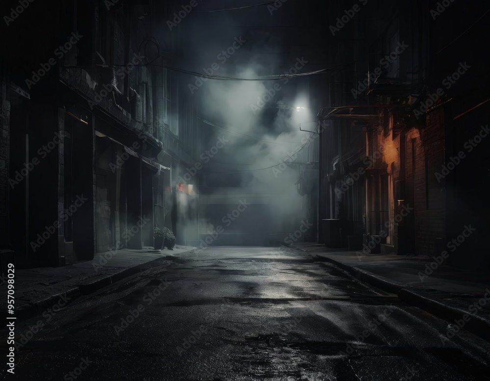 dark street with light in the middle dark street with light in the middle