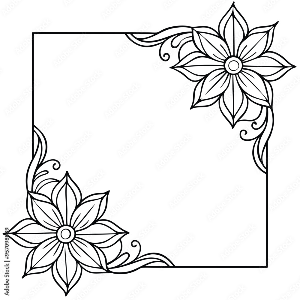 Square floral page corner ornament design Square floral page corner ornament design