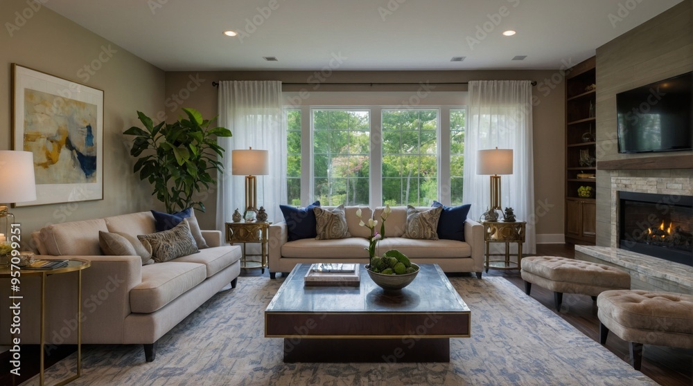 Minimalist beige interior, living room Minimalist beige interior, living room