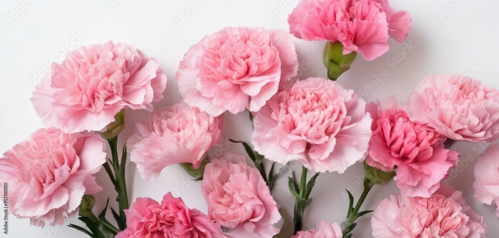 pink carnation flowers on white background pink carnation flowers on white background