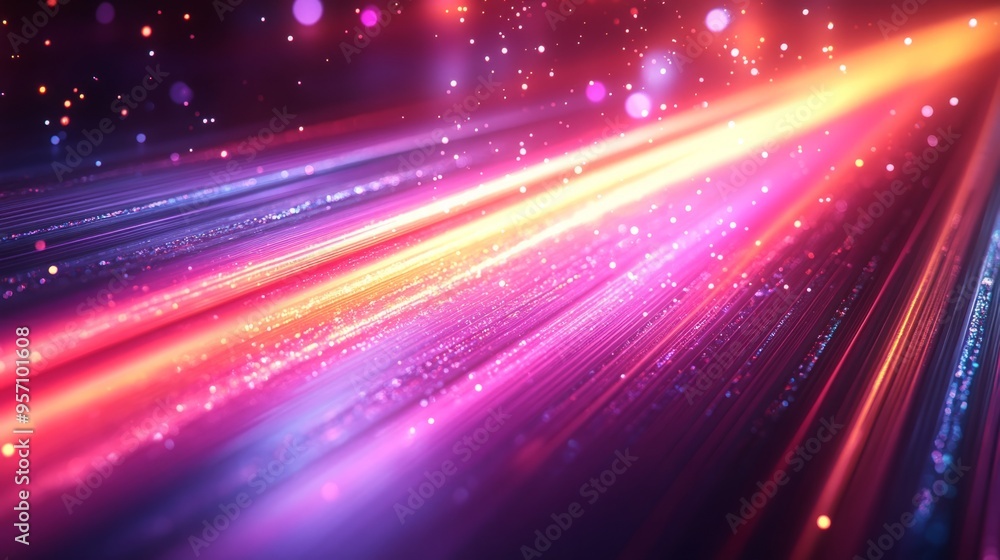 Fototapeta premium Abstract Scientific Background with Fluorescent Vertical Lines Glowing in Ultraviolet Light: A Fantastic Wallpaper Design