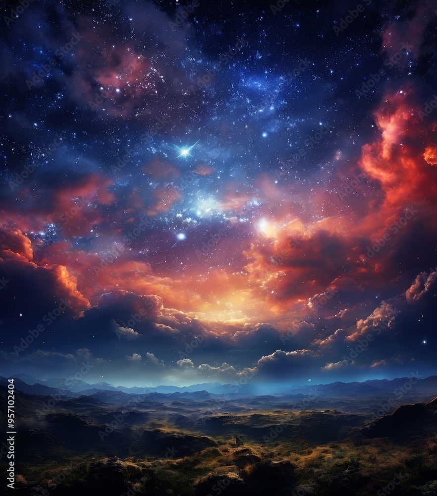 Fototapeta premium night sky with stars and clouds