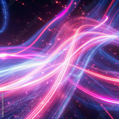 Wallpaper Mural Neon Pink Energy Flow symbolizing AI Data Transfer - Generativ AI Torontodigital.ca