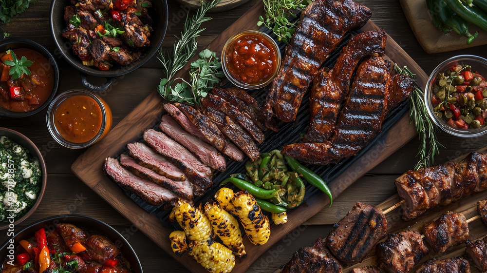 Flat lay of BBQ Flat lay of BBQ