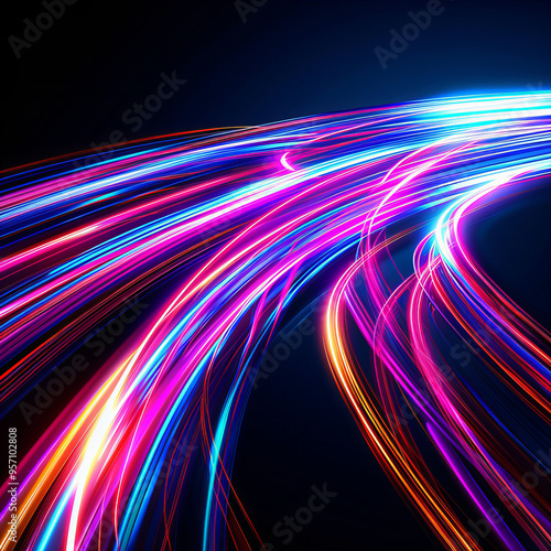 Wallpaper Mural Colorful Neon Energy Flow symbolizing AI Data Transfer - Generativ AI Torontodigital.ca