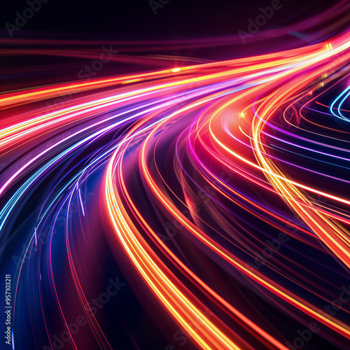 Wallpaper Mural Colorful Neon Energy Flow symbolizing AI Data Transfer - Generativ AI Torontodigital.ca