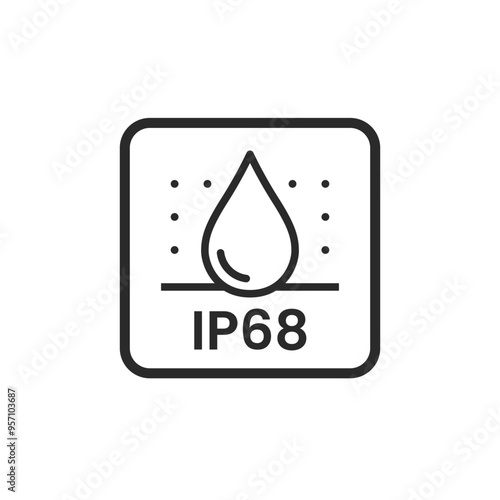IP68 waterproof and dustproof vector icon