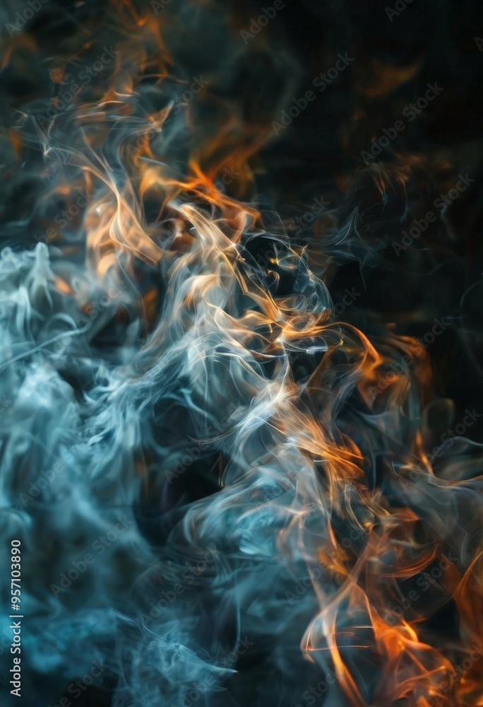 close up blue and orange smoke close up blue and orange smoke