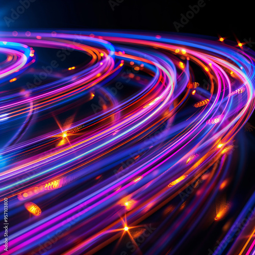 Colorful Neon Energy Flow symbolizing AI Data Transfer - Generativ AI