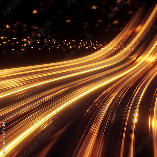 Wallpaper Mural Golden Energy Flow symbolizing AI Data Transfer - Generativ AI Torontodigital.ca