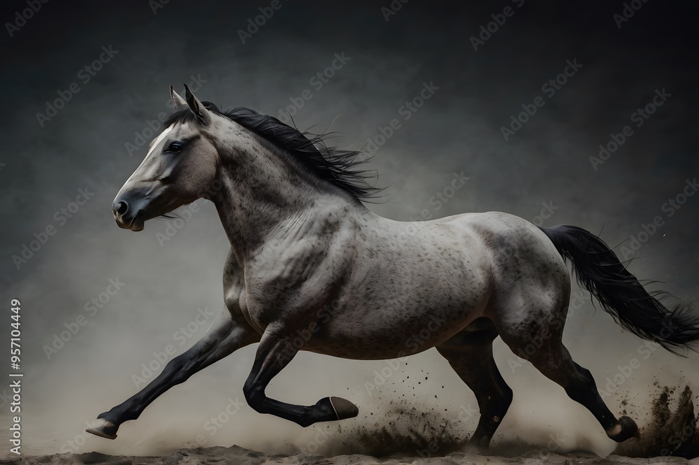Side View Studio Photography of a Running Horse Ai Generative Side View Studio Photography of a Running Horse Ai Generative
