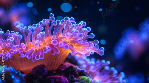 Close-up of Vibrant Sea Anemone in Coral Reef