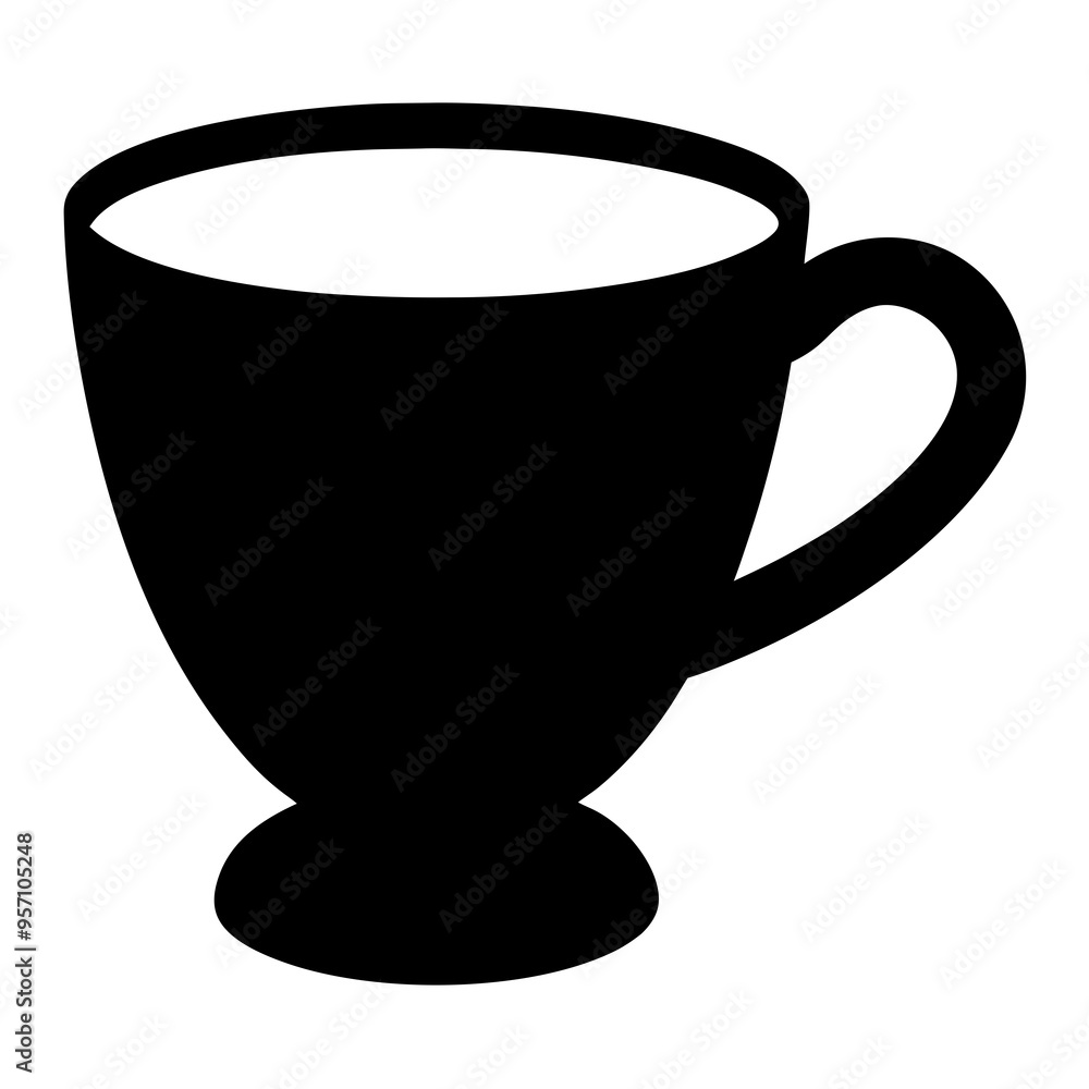 Cup Silhouette Art on White Background Cup Silhouette Art on White Background