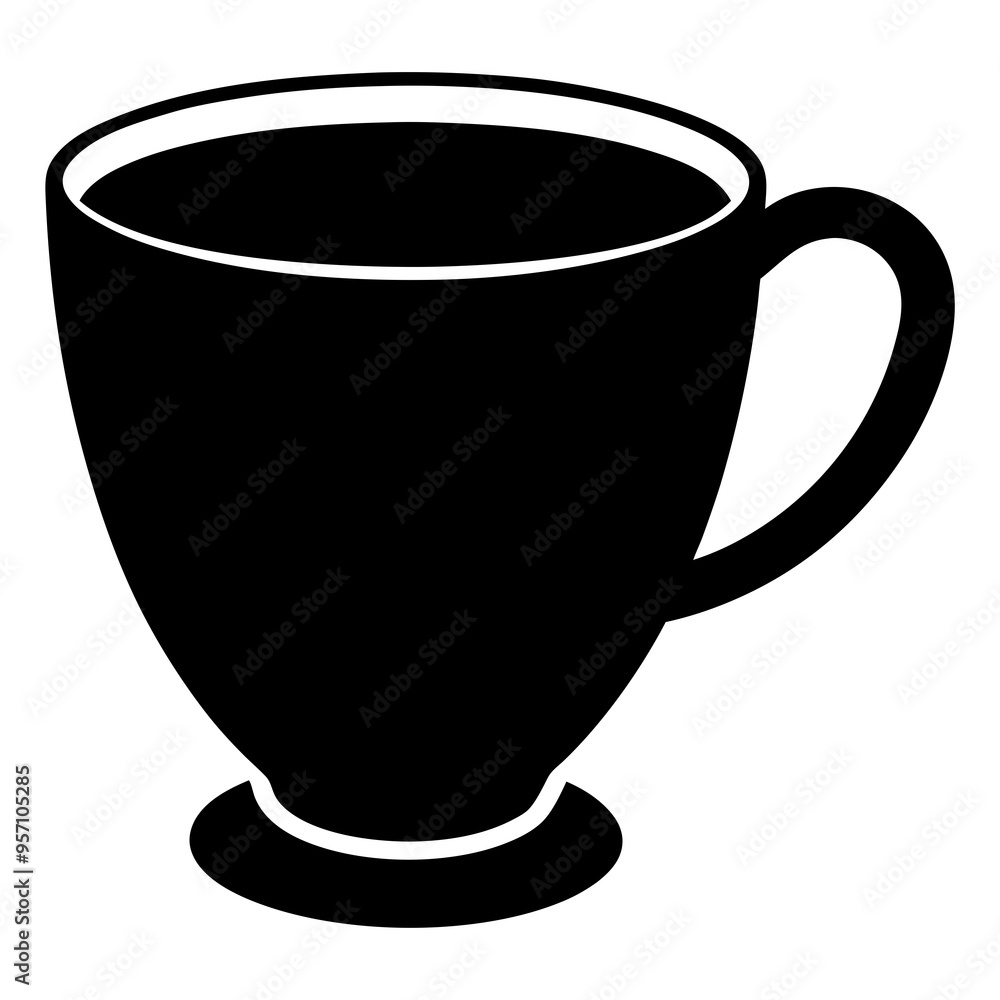 Cup Silhouette Art on White Background Cup Silhouette Art on White Background
