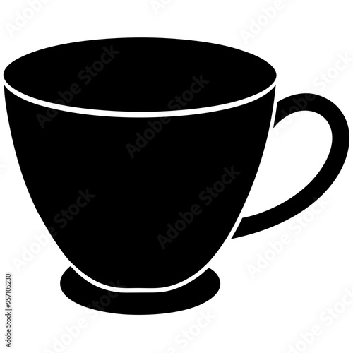 Cup Silhouette Art on White Background