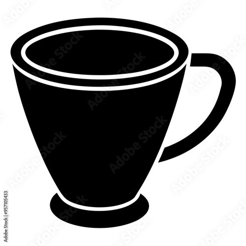 Cup Silhouette Art on White Background