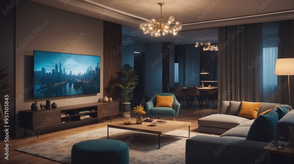 Living room in retro style, art deco Living room in retro style, art deco