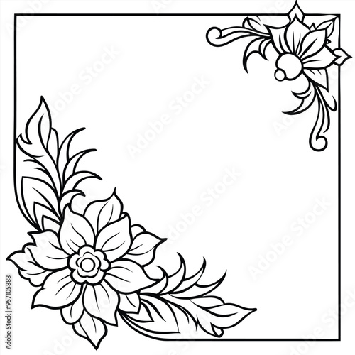 Wallpaper Mural Square floral page corner ornament design Torontodigital.ca