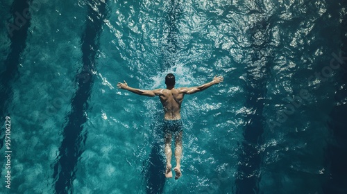 A person swimming in a pool of water, great for sports or lifestyle images