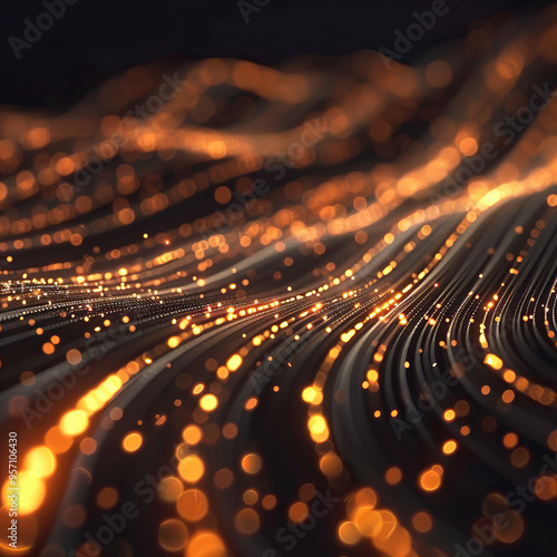 Wallpaper Mural Golden Energy Flow symbolizing AI Data Transfer - Generativ AI Torontodigital.ca