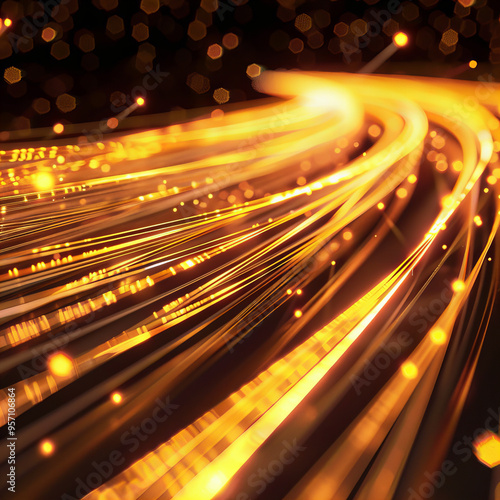 Wallpaper Mural Golden Energy Flow symbolizing AI Data Transfer - Generativ AI Torontodigital.ca