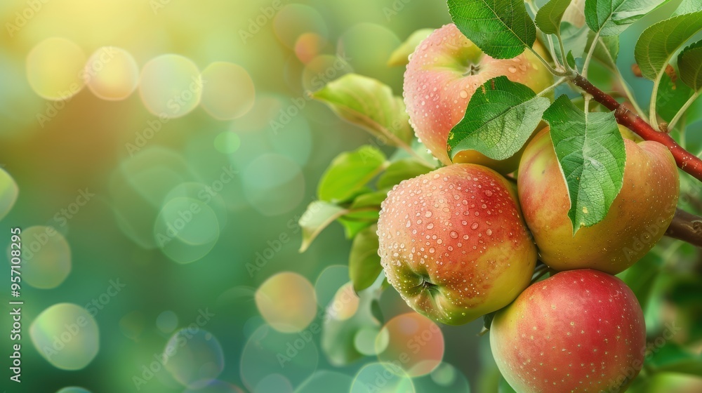 Ripe beautiful apple fruit on tree in plantation farm orchard Ripe beautiful apple fruit on tree in plantation farm orchard