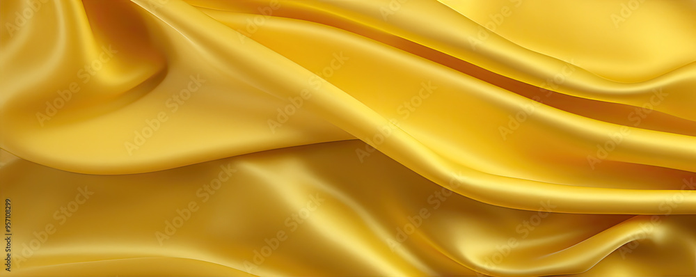 Luxurious smooth golden textile in wavy folds, conveys richness and elegant fashion Perfect for backgrounds or design elements. Luxurious smooth golden textile in wavy folds, conveys richness and elegant fashion Perfect for backgrounds or design elements.