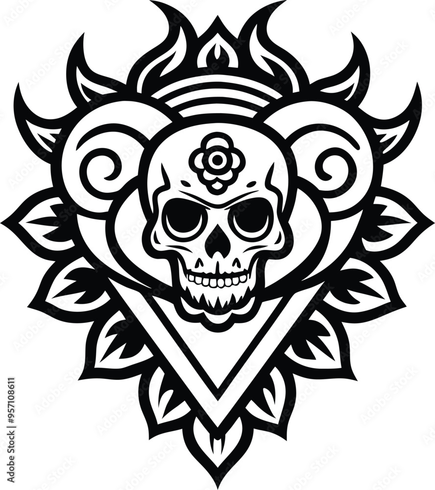 Hand drawn old school tattoo line art vector illustration Hand drawn old school tattoo line art vector illustration
