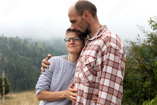 Loving Outdoorsy Couple Portrait photo