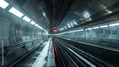 Wallpaper Mural Subway running through the tunnel, with a futuristic vibe Torontodigital.ca