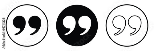 Quote icons set. Quote sign icon. Quotation mark symbol on white background.