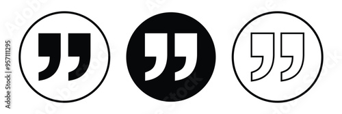 Quote icons set. Quote sign icon. Quotation mark symbol on white background.