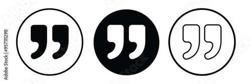 Quote icons set. Quote sign icon. Quotation mark symbol on white background.