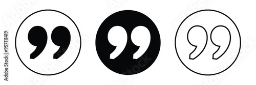 Quote icons set. Quote sign icon. Quotation mark symbol on white background.